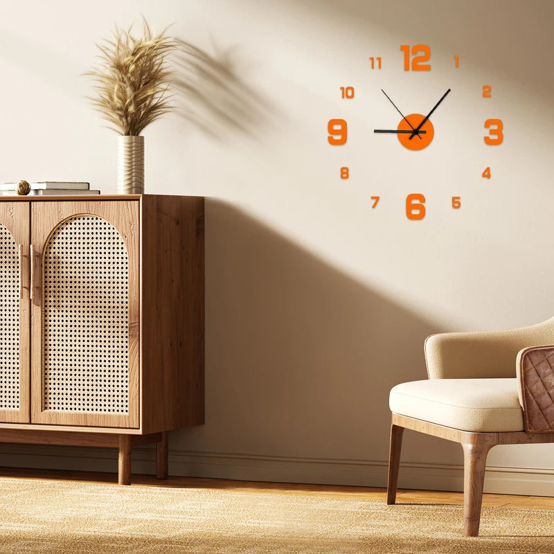 Frameless DIY Wall Clock - Silent Wall Decor for Home and Office