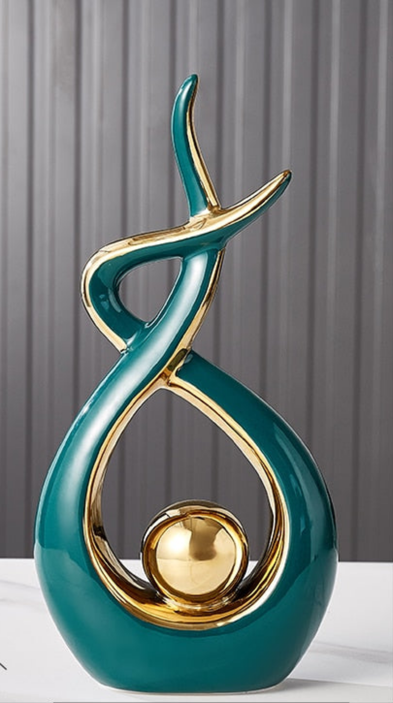 Abstract Ceramic Art Sculpture with Gold Accents - Modern Decor for Home and Office