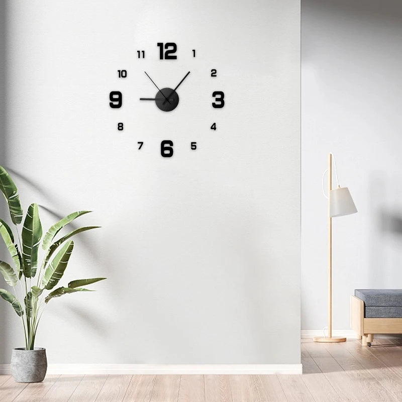 Frameless DIY Wall Clock - Silent Wall Decor for Home and Office